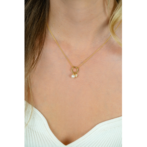 ZINZI zilveren collier  verguld met oog en parel - 2010981