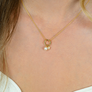 ZINZI zilveren collier  verguld met oog en parel - 2010981 ZINZI zilveren collier  verguld met oog en parel - 2010981