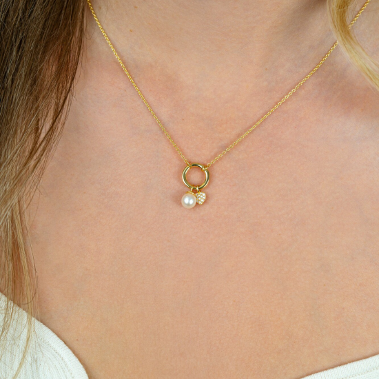 ZINZI zilveren collier  verguld met oog en parel - 2010981