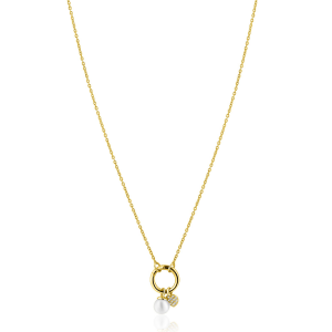 ZINZI zilveren collier  verguld met oog en parel - 2010981 ZINZI zilveren collier  verguld met oog en parel - 2010981