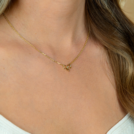 ZINZI zilveren collier verguld met strikje - 2010983