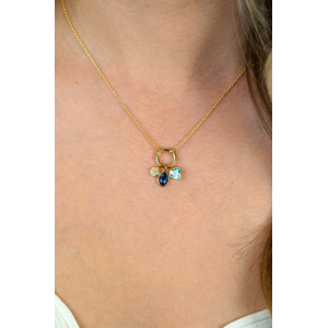 ZINZI zilveren collier verguld met oog waar blauwe en witte zirconia - 2010984