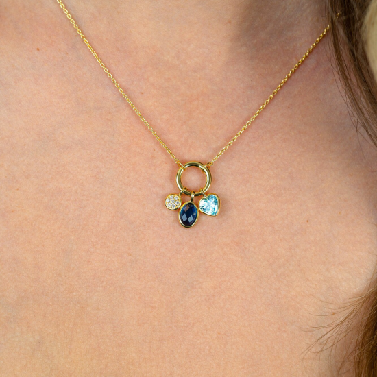 ZINZI zilveren collier verguld met oog waar blauwe en witte zirconia - 2010984