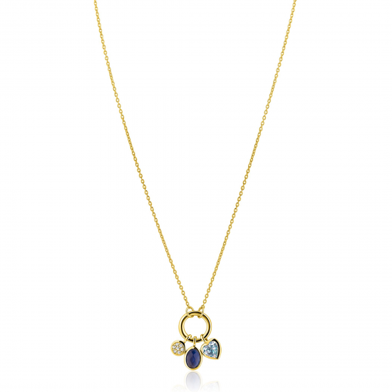 ZINZI zilveren collier verguld met oog waar blauwe en witte zirconia - 2010984