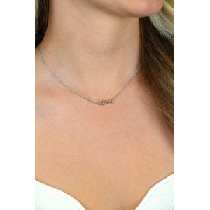 ZINZI zilveren collier met bicolor takje er tussen - 2010985