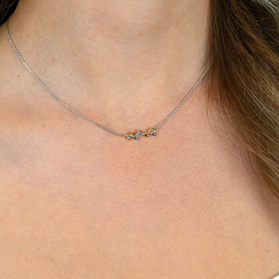 ZINZI zilveren collier met bicolor takje er tussen - 2010985