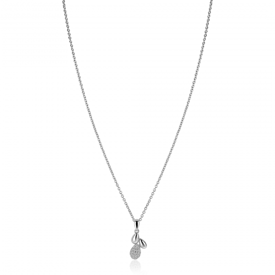 ZINZI zilveren collier met hanger druppelvormen en zirconia - 2010986