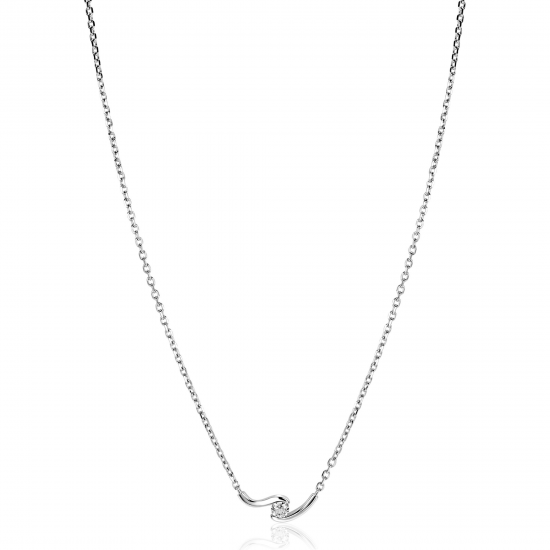 ZINZI zilveren collier met slagvormtussenstuk en ziconia - 2010987