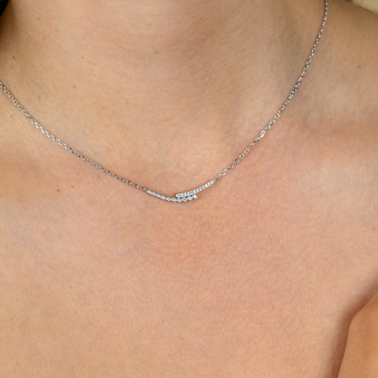 ZINZI zilveren collier met tussenstuk slagmodel met rond en pootzetting ziconia - 2010988