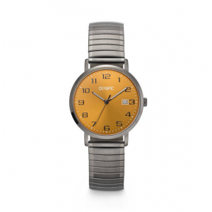 Olympic heren horloge zwart gecoat met groene wijzerplaat en rekband - 2011023 Olympic heren horloge zwart gecoat met groene wijzerplaat en rekband - 2011023