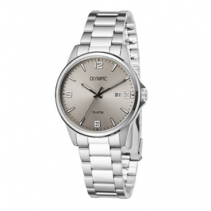 Olympic heren horloge staal met stalen band en grijze wijzerplaat - 2011024 Olympic heren horloge staal met stalen band en grijze wijzerplaat - 2011024