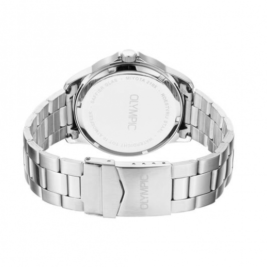 Olympic heren horloge staal met stalen band en grijze wijzerplaat - 2011024