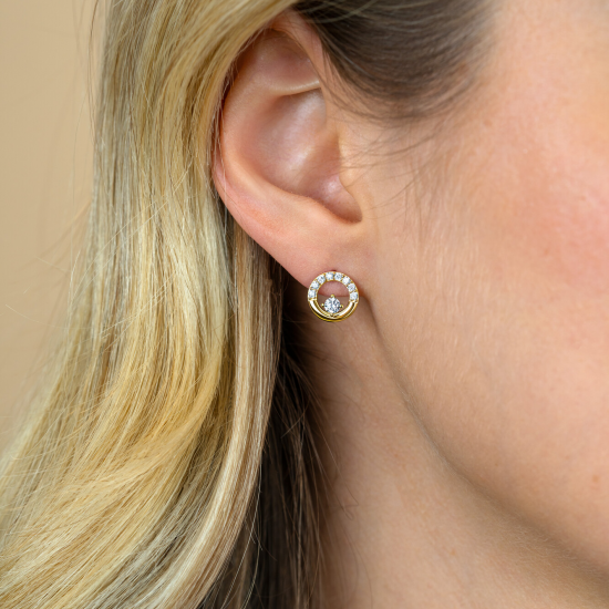 Zinzi oorknop verguld rond open met zirconia - 2011063