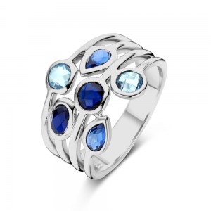 Rosa di Luca ring zilver met blauwe zirconia's - 2011087