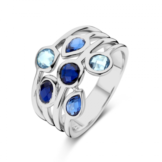 Rosa di Luca ring zilver met blauwe zirconia's - 2011087