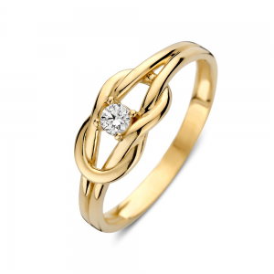 Gouden dames ring met knoopje en een zirconia - 2011206