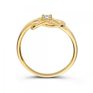 Gouden dames ring met knoopje en een zirconia - 2011206