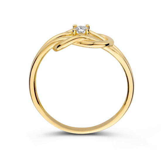Gouden dames ring met knoopje en een zirconia - 2011206