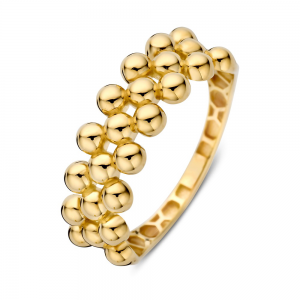 Gouden dames ring met bolletjes - 2011207