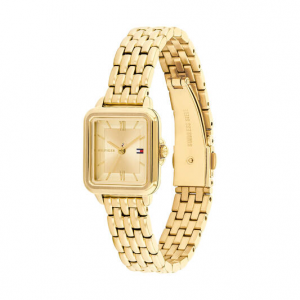 Tommy Hilfiger  goudkleurig dames horloge Mia langwerpig met stalen band - 2011211 Tommy Hilfiger  goudkleurig dames horloge Mia langwerpig met stalen band - 2011211
