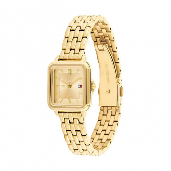Tommy Hilfiger  goudkleurig dames horloge Mia langwerpig met stalen band - 2011211