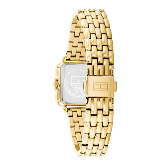 Tommy Hilfiger  goudkleurig dames horloge Mia langwerpig met stalen band - 2011211