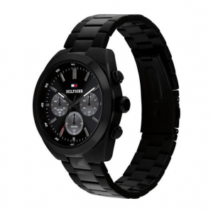 Tommy Hilfiger heren horloge Hudson zwart staal chronograaf 40mm - 2011215 Tommy Hilfiger heren horloge Hudson zwart staal chronograaf 40mm - 2011215