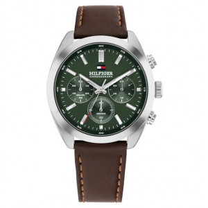 Tommy Hilfiger heren horloge Hudson groene plaat en bruin lederen band - 2011218 Tommy Hilfiger heren horloge Hudson groene plaat en bruin lederen band - 2011218