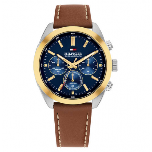 Tommy Hilfiger bicolor heren horloge Hudson blauwe plaat en bruin lederen band - 2011219 Tommy Hilfiger bicolor heren horloge Hudson blauwe plaat en bruin lederen band - 2011219