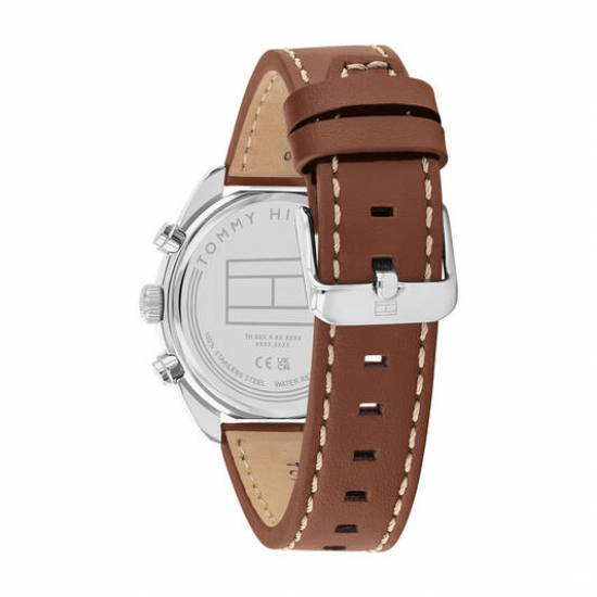 Tommy Hilfiger bicolor heren horloge Hudson blauwe plaat en bruin lederen band - 2011219