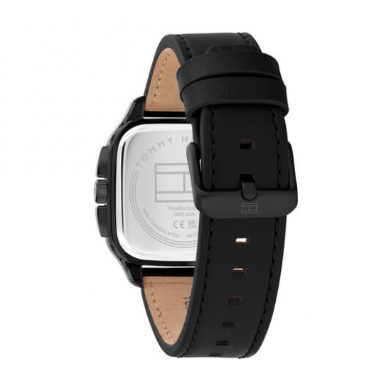 Tommy Hilfiger heren horloge Herald zwart stalen kast en zwart lederen band - 2011220