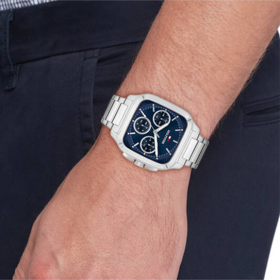 Tommy Hilfiger heren horloge Herald  stalen kast en band blauwe plaat - 2011221