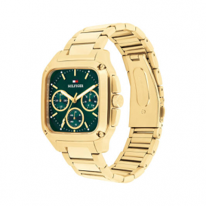 Tommy Hilfiger goudkleurig heren horloge Herald  stalen kast en band groene pllat - 2011222 Tommy Hilfiger goudkleurig heren horloge Herald  stalen kast en band groene pllat - 2011222