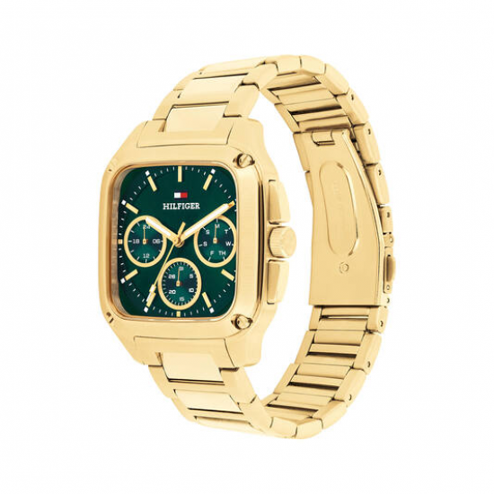 Tommy Hilfiger goudkleurig heren horloge Herald  stalen kast en band groene pllat - 2011222