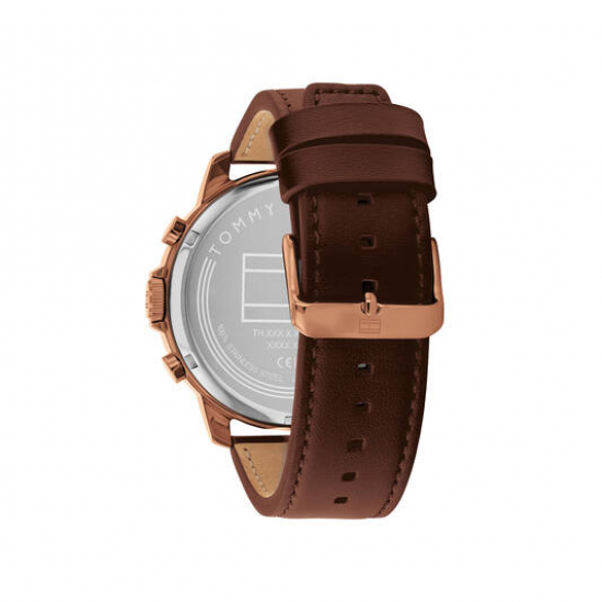 Tommy Hilfiger  heren horloge luca  50mm bruin rose kast en groene plaatwijzerplaat - 2011226