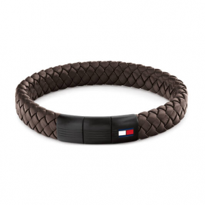 Tommy Hilfiger  heren armband gevlochten bruin leer - 2011228