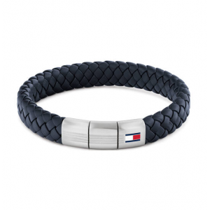 Tommy Hilfiger  heren armband gevlochten blauw leer - 2011229 Tommy Hilfiger  heren armband gevlochten blauw leer - 2011229