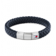 Tommy Hilfiger  heren armband gevlochten blauw leer - 2011229