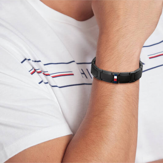 Tommy Hilfiger  heren armband zwart  staal Jameson - 2011232