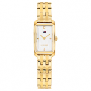 Tommy Hilfiger dames horloge goudkleur langwerpig met witte plaat - 2011245 Tommy Hilfiger dames horloge goudkleur langwerpig met witte plaat - 2011245