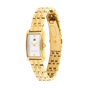 Tommy Hilfiger dames horloge goudkleur langwerpig met witte plaat - 2011245 Tommy Hilfiger dames horloge goudkleur langwerpig met witte plaat - 2011245
