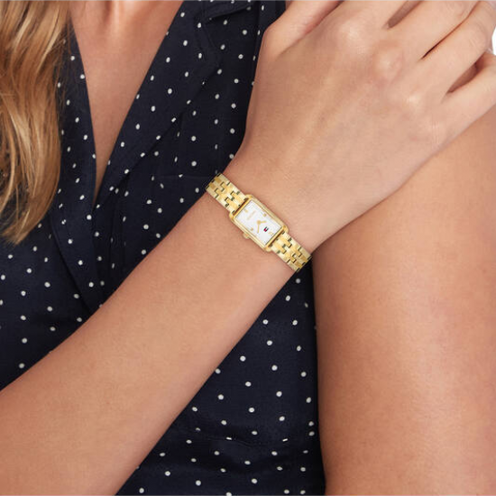 Tommy Hilfiger dames horloge goudkleur langwerpig met witte plaat - 2011245