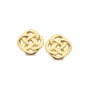 Gouden oorknop platte knoop - 2011247