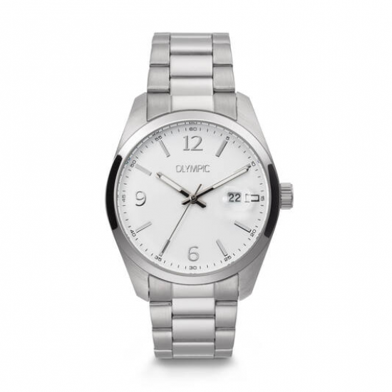 Olympic , herenhorloge louis met stalen band witte plaat - 2011255