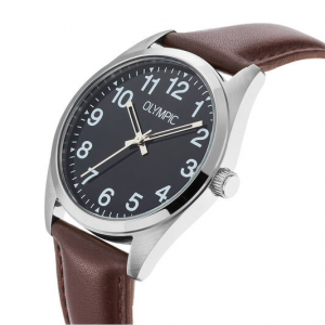 Olympic heren horloge marcel met bruin lederen plaat - 2011256