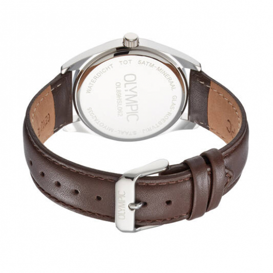Olympic heren horloge marcel met bruin lederen plaat - 2011256