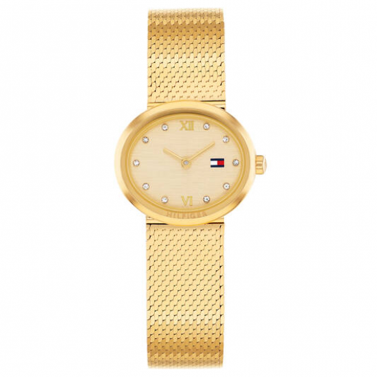 Tommy Hilfiger dames horloge Moira goudkleurig met meshband - 2011272