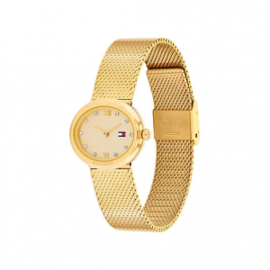 Tommy Hilfiger dames horloge Moira goudkleurig met meshband - 2011272 Tommy Hilfiger dames horloge Moira goudkleurig met meshband - 2011272