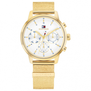 Tommy Hilfiger dames horloge Blake goudkleur met chrono plaat en meshband - 2011276 Tommy Hilfiger dames horloge Blake goudkleur met chrono plaat en meshband - 2011276