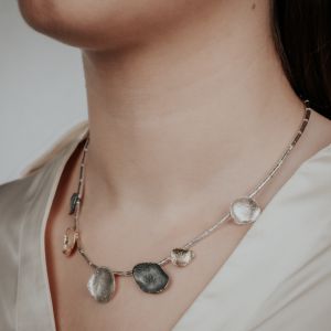 JEH collier tubes schijven zilver , oxy, verguld , zilver en zilver verguld - 2011303